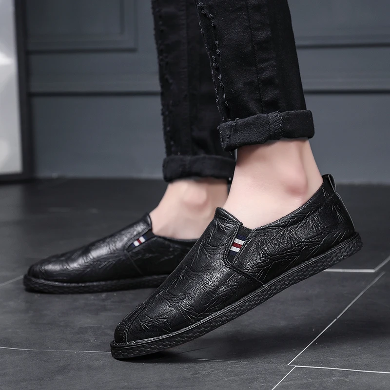 

Summer breathable waterproof antiskid cook men's shoes work kitchen casual shoes black driving beans shoes