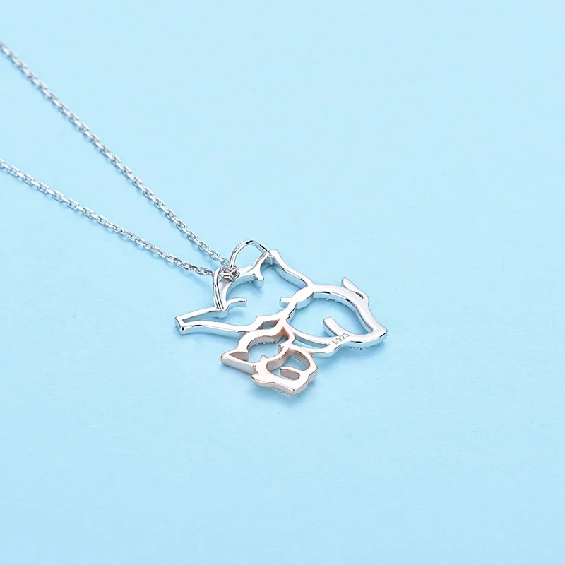 Strollgirl 925 Sterling Silver Hollow Mom and Son Elephant Chain Clear Zircon Animal Necklace for Women Fashion Jewelry Gifts | Украшения и