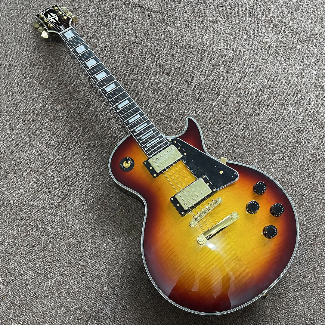 Пользовательская электрическая гитара Sunburst Цвет Тигр Пламя клен Топ медовый