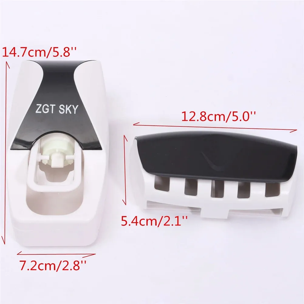 

High Quality 5 Colors toothbrush holder Automatic Auto Toothpaste Dispenser Set Wall Mount Wine Home Bathroom Accessories