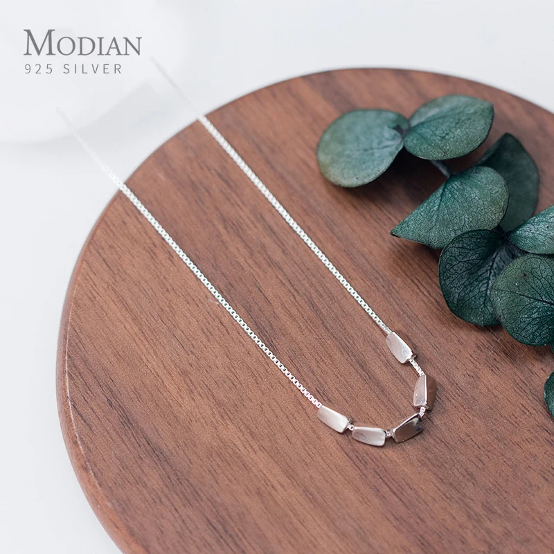

Modian Hight Quality Silver Beans Pendant Necklace for Women Adjustable Sterling Silver 925 Link Chain Necklace Fine Jewelry