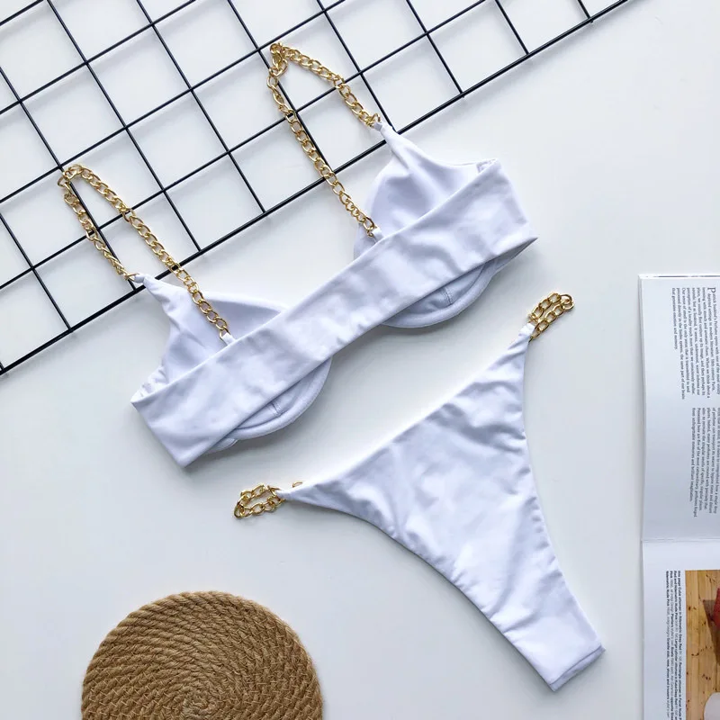

Bikini 2019 Brazilian Thong Swimsuit Women Push Up Swimwear Summer Solid Bikini Set Hollow Out Bathing Suit Swim Suit Female