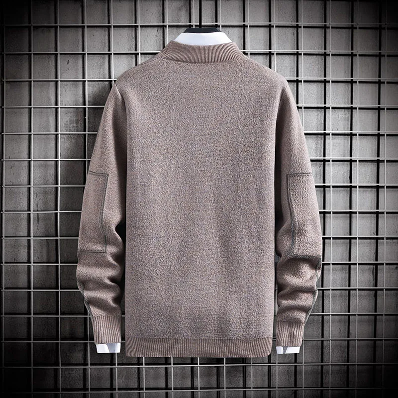 

NEW Men's Sweater Winter Warm Fleece Round Neck Long-sleeved Plain Stretch Pullover Seedlings Suitable Fashionable Sweaters