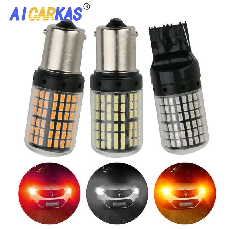 AICARKAS 2 шт. светодиодная автомобильная лампа указателя поворота S25 1156 BA15S BAU15S PY21W T20