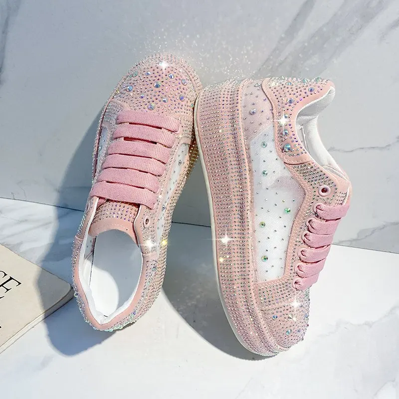 

Koovan Women's Shoes The New Spring Summer 2023 Fairy Trend Diamond Thick Bottom Breathable Sponge Leisure Rhinestone Sneakers