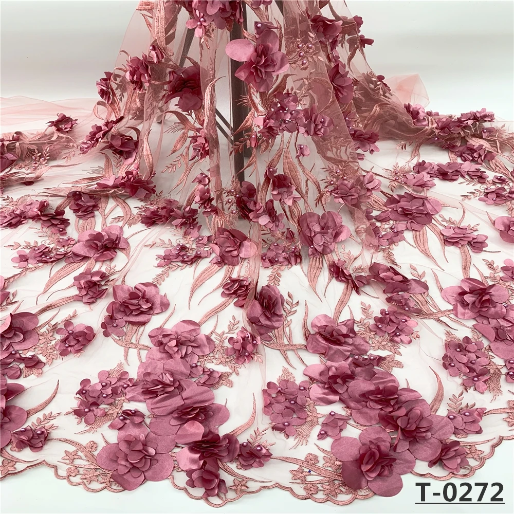 Бисером французский африканский 3d цветок кружева вышитые Ткань 2019 высокое