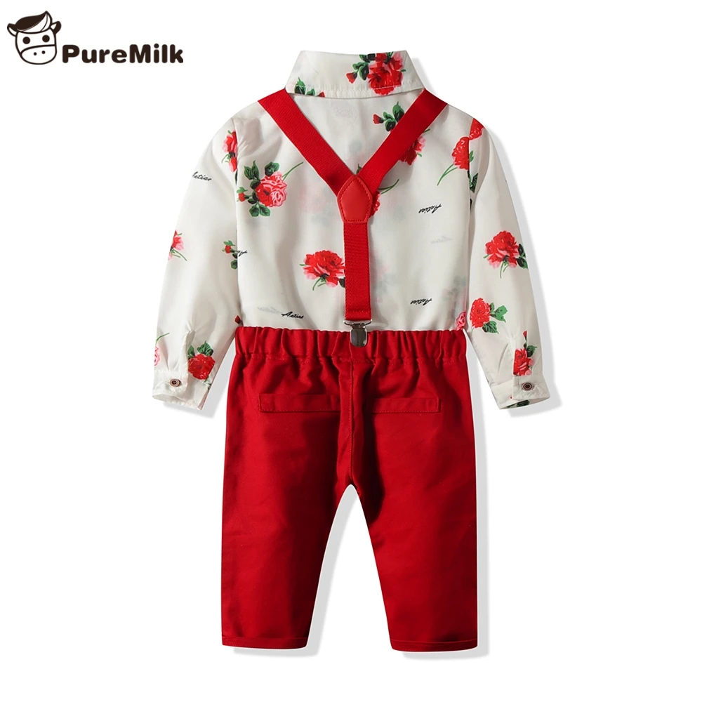 Красная рубашка PureMilk с галстуком-бабочкой и повседневные брюки комплект одежды