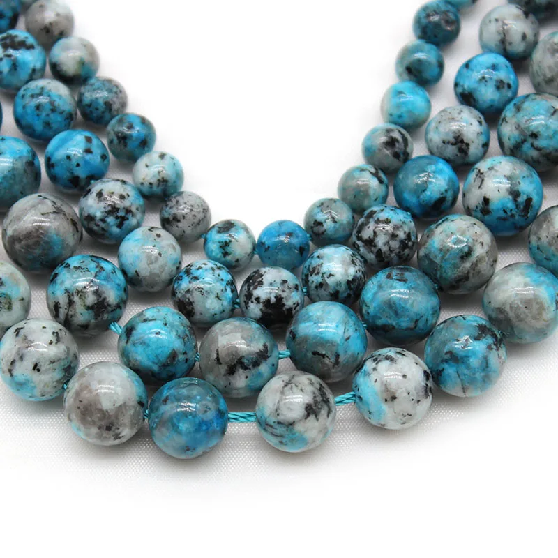 

White Blue K2 Jaspers Round Loose Stone Spacer Beads for Jewelry Making DIY Bracelet Mineral Beaded Accessories15'' 6/8/10mm