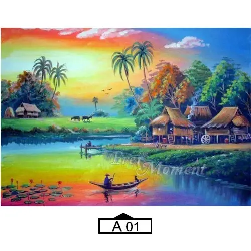 A01 Алмазная картина Ever Moment, пейзаж, дом, река, Полная площадь, стразы, 5D, сделай сам, алмазная вышивка ASF1807 - Цвет: A01