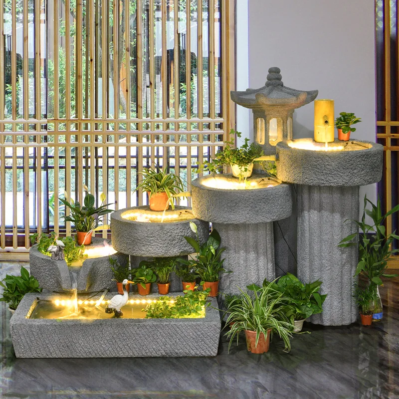Украшение для фонтана японская бамбуковая каменная мельница пруда сада скалы