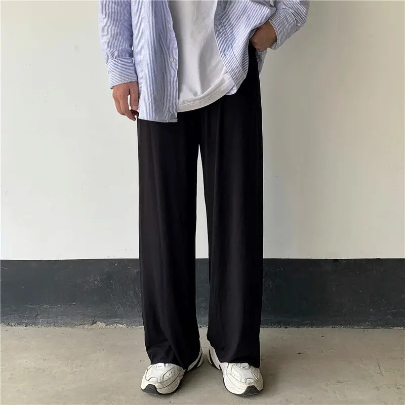 Брюки мужские хлопковые с широкими штанинами модные повседневные свободные