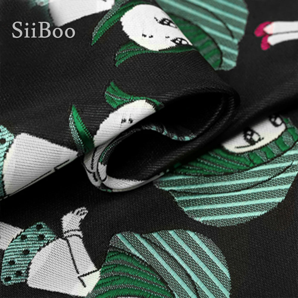 В американском стиле Цвет черный с милым зеленым Детская жаккардовая парча Ткань