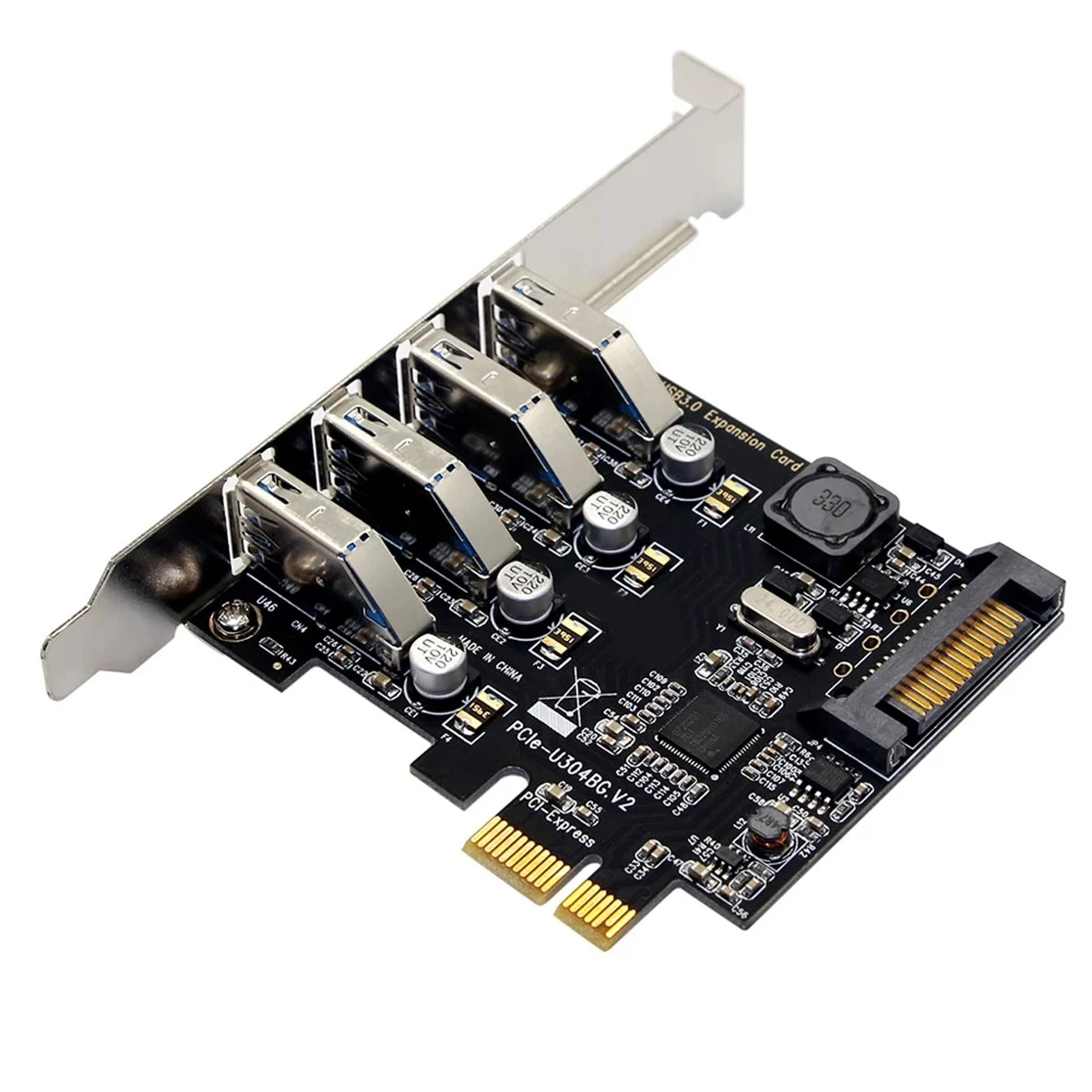 

Плата расширения USB 3,0 5 Гбит/с PCI-E с четырьмя портами плата PCI Express адаптерами, карта преобразователя с низкопрофильным кронштейном 2U для наст...
