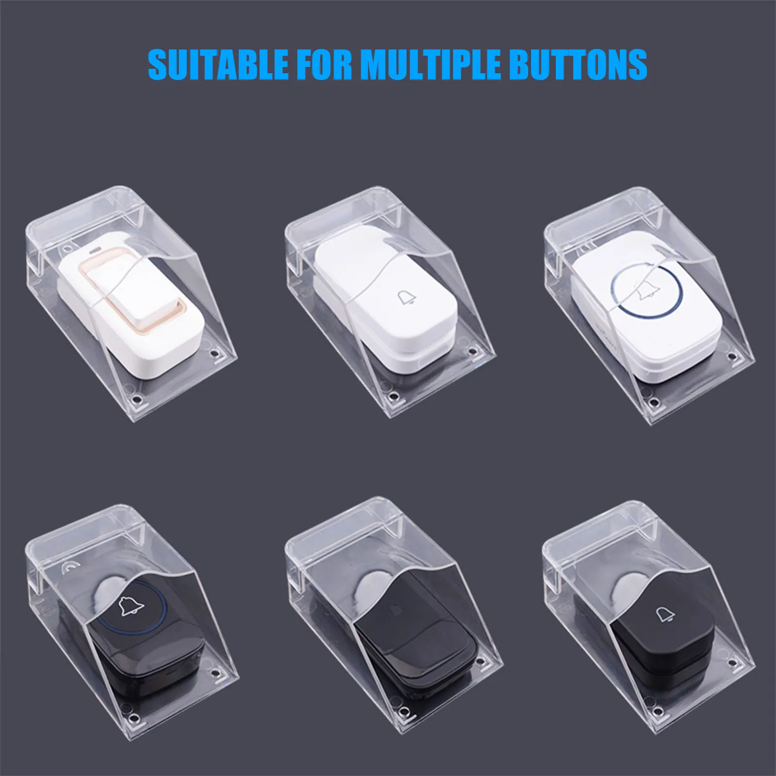 

Clear Doorbell Cover Outdoor Transparent Waterproof Wireless DoorBell Cover Wall Mount Transmitter Chime Supplies FP8