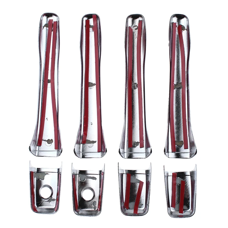 

4Pcs Car Door Handle Cover Smart Keyholes Chrome for Mitsubishi Outlander Silver