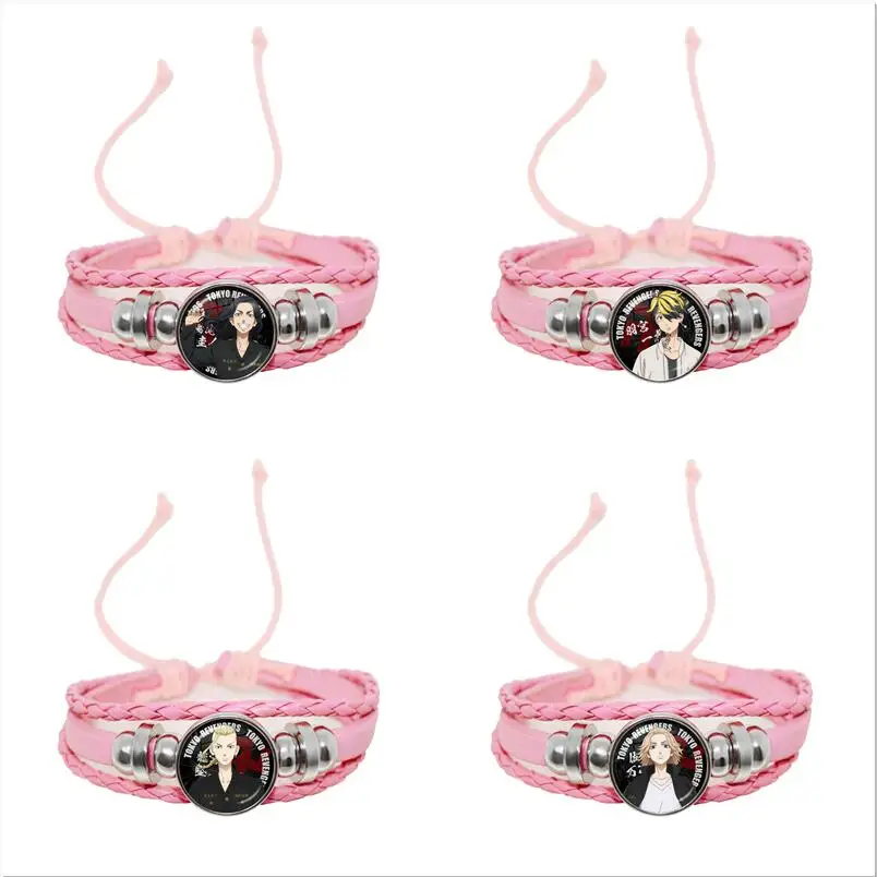 

2021 Anime Tokyo Revengers Figure Cosplay Bracelet For Men Women Tokyo Revengers Glass Leather Bracelet On Hand Anime Bangles