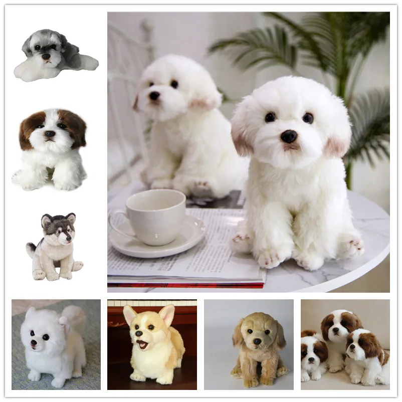 Милая собака плюшевая игрушка Бишон/Волк/Шнауцер/Померанский/корги мягкая