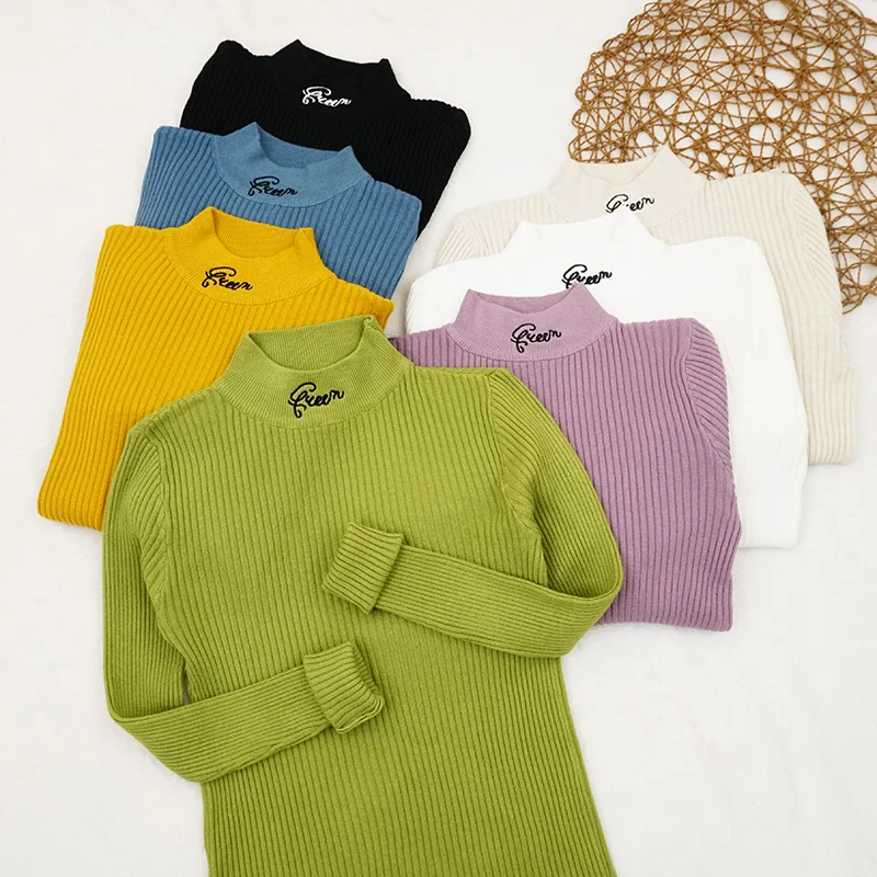 Женский джемпер с вышивкой трикотажный свитер круглым вырезом и надписью