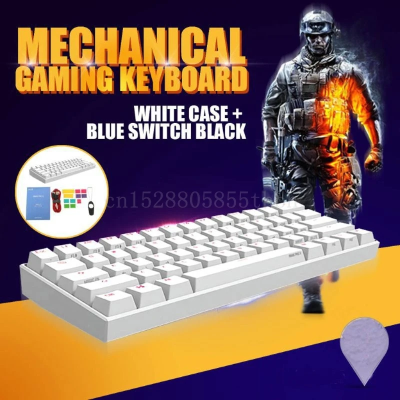 

60% Mechanical Keyboard Bluetooth 4.0 Type-C RGB 61 Keys Cherry Blue Red Switch