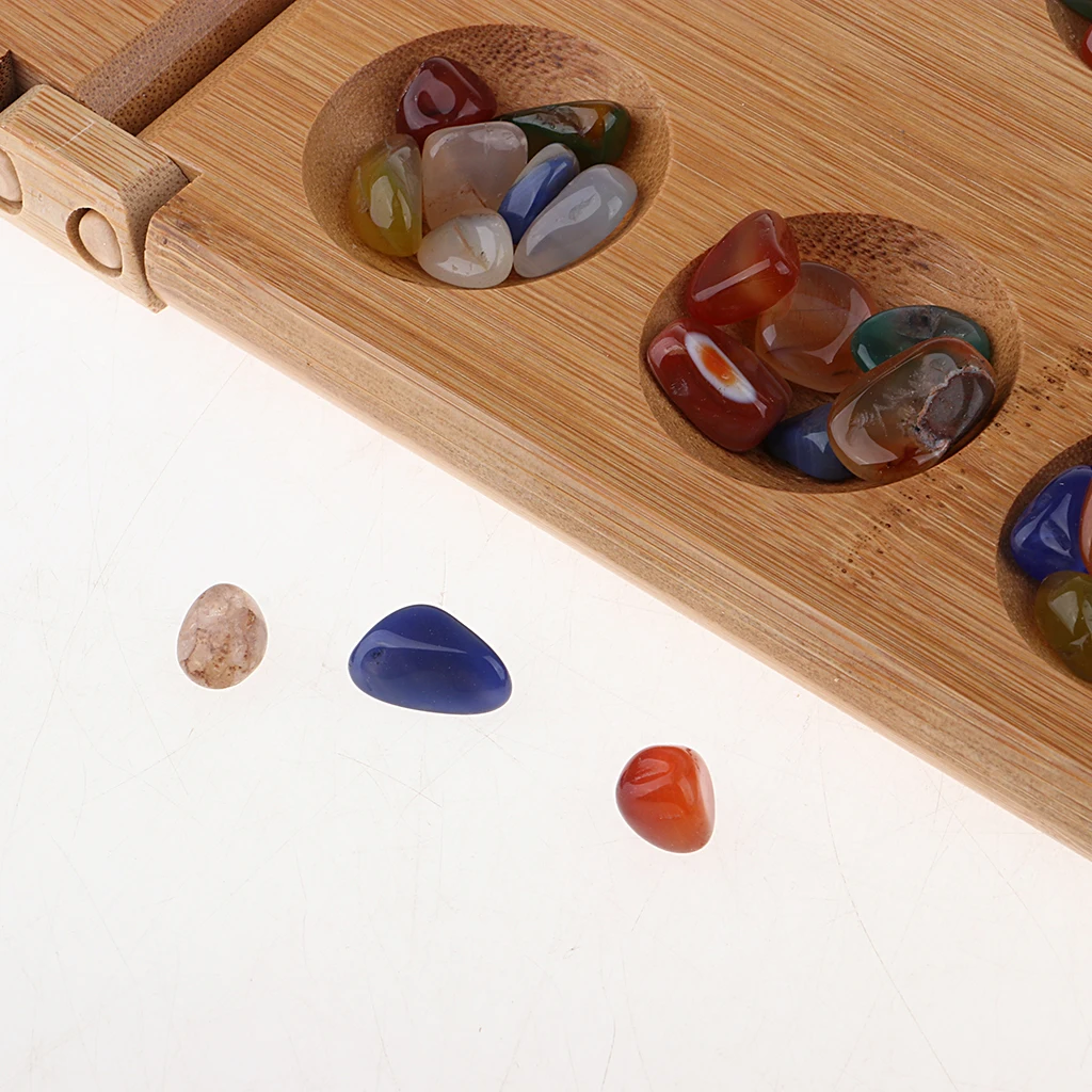 

Traditional Classic Mancala Game Set Wooden Bamboo Board for Kids Adults