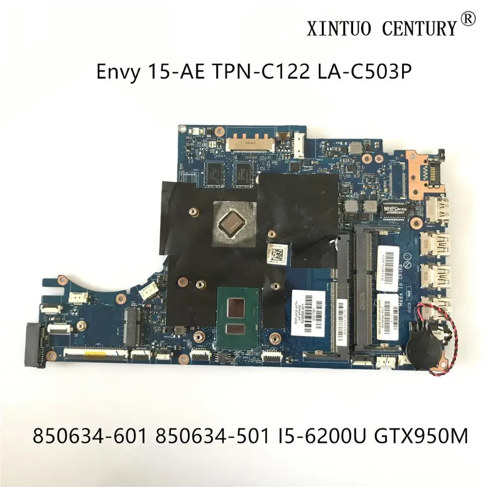 

850634-501 For HP Envy 15-AE TPN-C122 Laptop Motherboard ASW50 LA-C503P W/ I5-6200U N16P-GT-A2