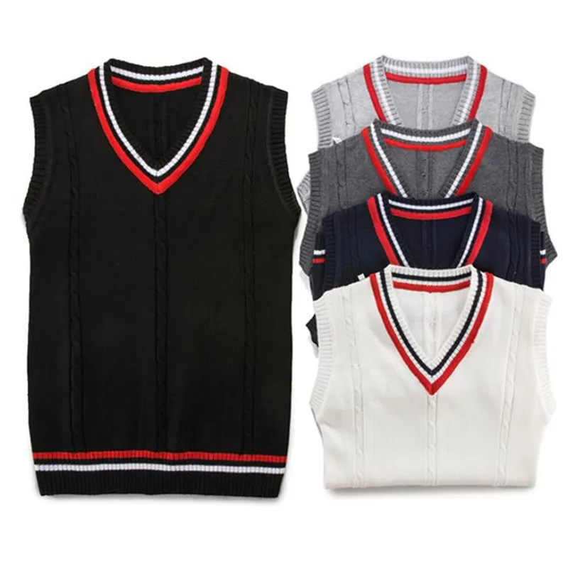 Школьная форма жилет Модный пуловер с v-образным вырезом и вышивкой школьные