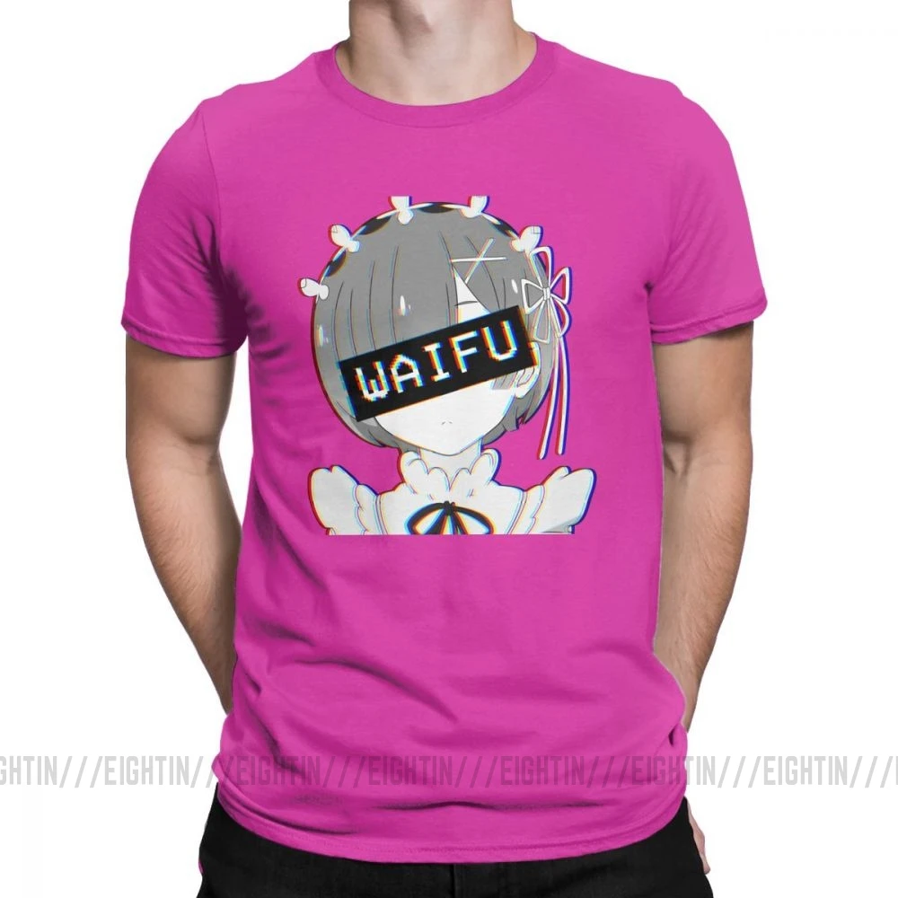 Мужские футболки Rem Waifu японские лоли милые сексуальные футболки Vaportrash Новинка топы с короткими рукавами Чистый хлопок футболка дизайн - Цвет: Fuchusia