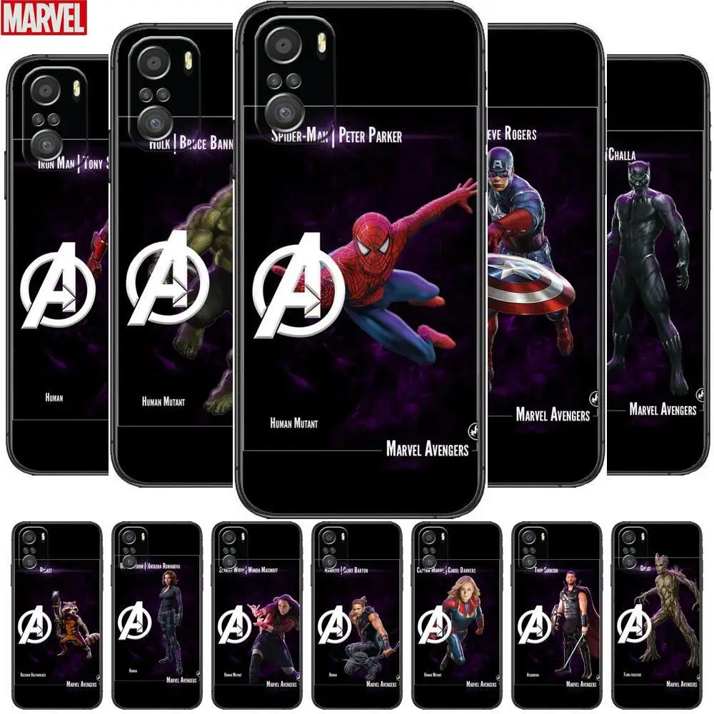 

Avengers Black Phone Case For xiaomi redmi 11 Lite pro Ultra 10 9 8 MIX 4 FOLD 10T Black Cover Silicone Back Prett