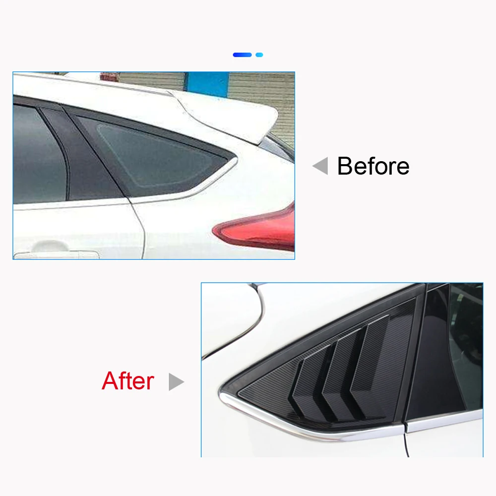 

Fit for Ford Focus Hatchback 2011-2018 Car Auto Accessories ABS Rear Quarter Window Louvers Spoiler Panel Trim 2pcs Modification
