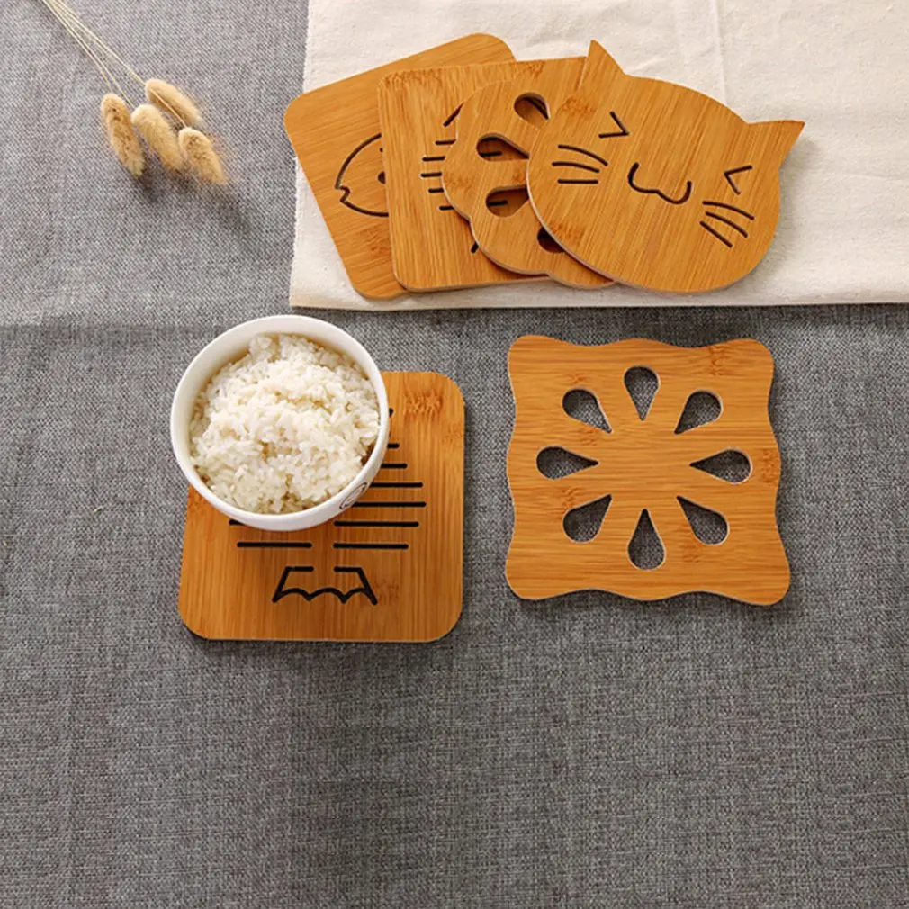 Экологически чистый полый деревянный анти горячий изоляционный коврик