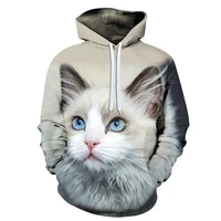 2021 winter new girls sweater 3d printing womens cute cat animal series pullover animal long sleeved hooded ladies thin hoodie