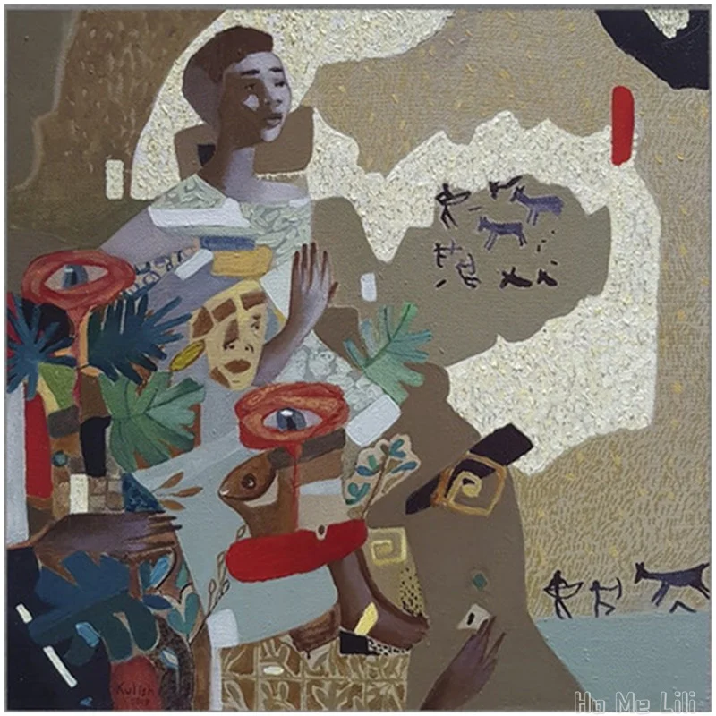 

Original Oil Painting On Canvas Of African Culture Abstract Surrealism Modern By Ho Me Lili Wall Art Decoration