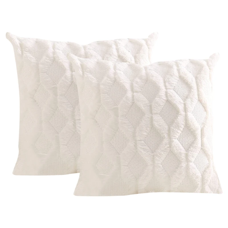 

Soft Plush Square Pillowcase, Suitable For Sofas, Bohemian-Style Decorative Pillows 2 Pieces