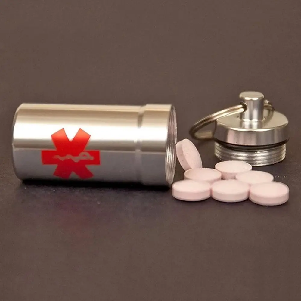 

Aluminum Waterproof Pill Shaped Box Bottle Holder Container Keychain Medicine Keyring Keychain Box Hot Key Holder