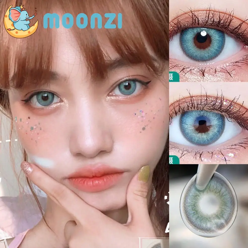 

MOONZI Blue crazy contact lens small Beauty Pupil Colored Contact Lenses for eyes yearly degrees 2pcs/pair Myopia prescription