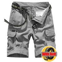 belt is included summer cargo cotton shorts men casual workout military mens shorts knee length short pants tactical torusers