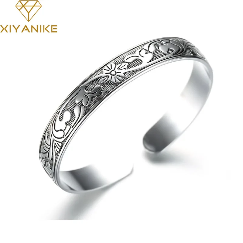 

XIYANIKE Silver Color Cuff Bracelet for Women Vintage Fashion Plum Flower Party Accessories Thai Silver Jewelry Gifts