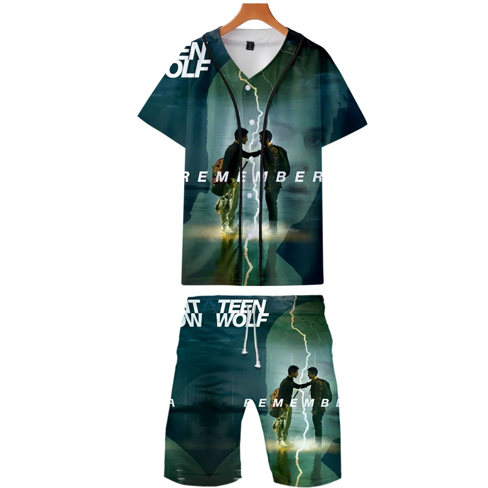 Новинка комплект из двух предметов с 3D принтом волка летняя Бейсбольная Футболка