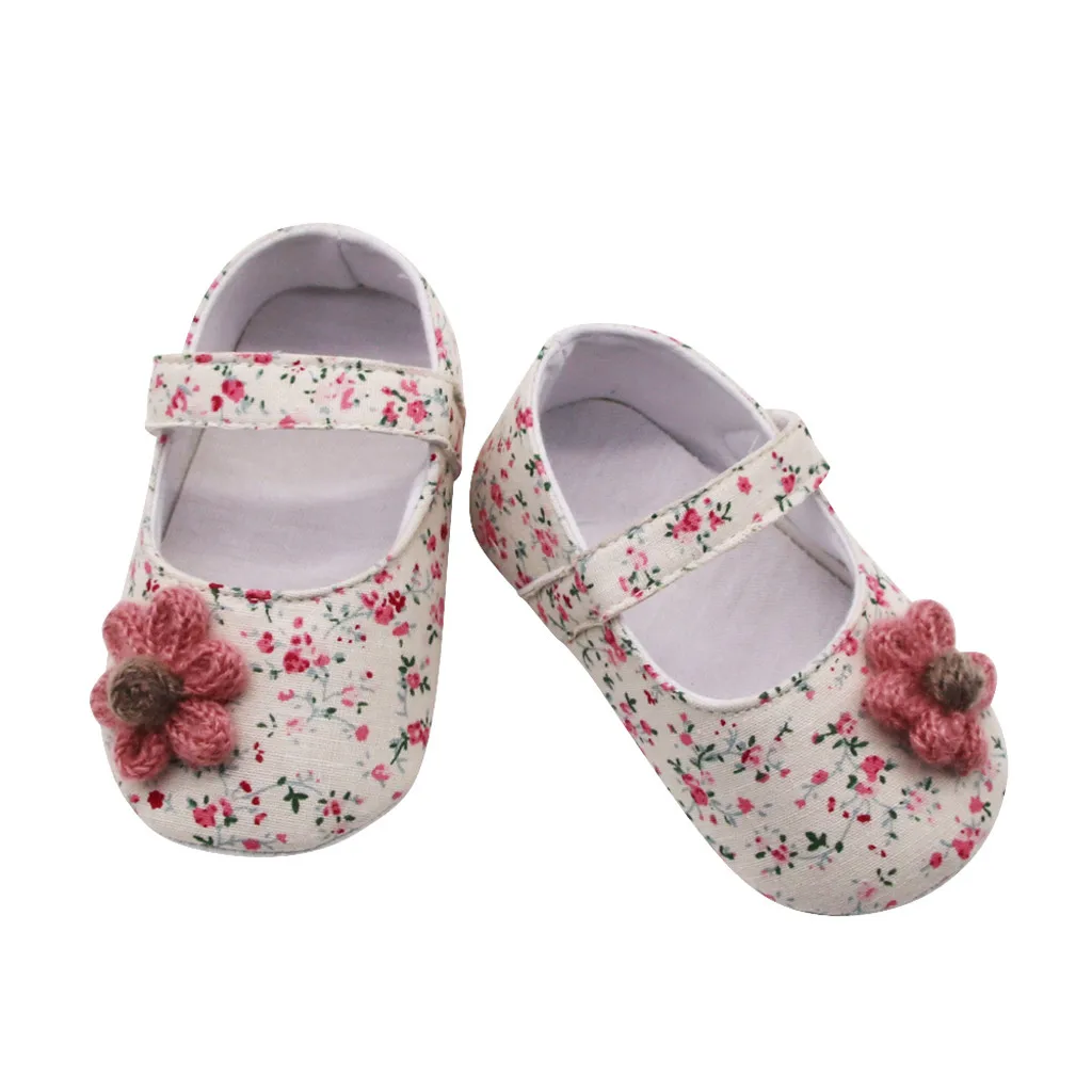 

Fashion Newborn Baby Girls Shoes sandals Flowers Printing Applique Prewalker Soft Sole Single Shoes new style children shoes