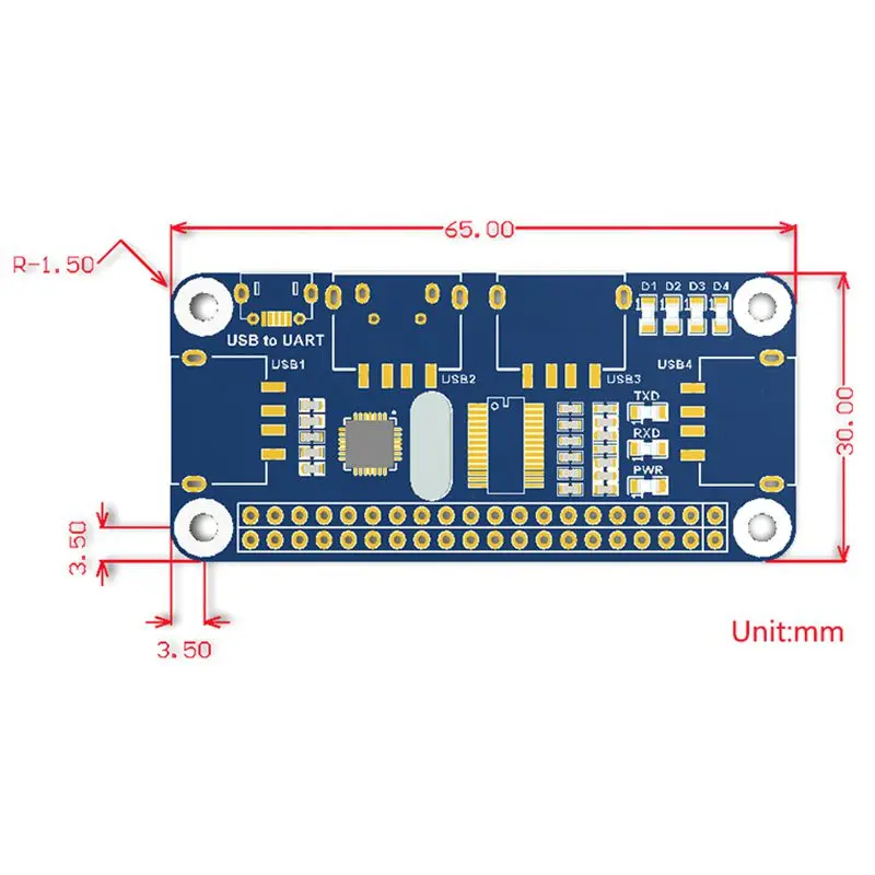 4 порта usb-хаб для Raspberry Pi 3 / 2 Zero W Плата расширения USB к UART последовательной отладки
