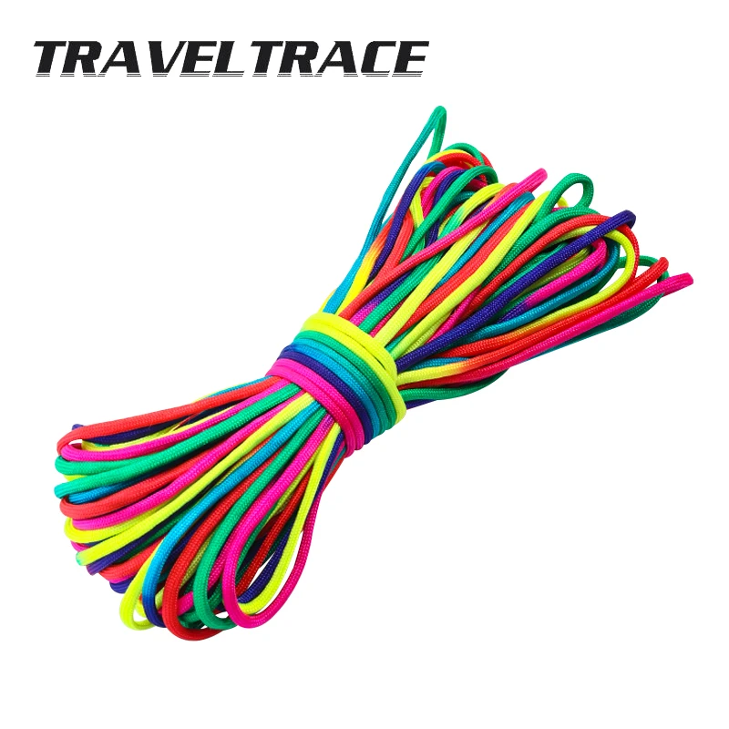 

Паракорд 550 для кемпинга, выживания, парашютный шнур, радужные походные аксессуары, уличная веревка для самообороны, цветная Веревка для бел...