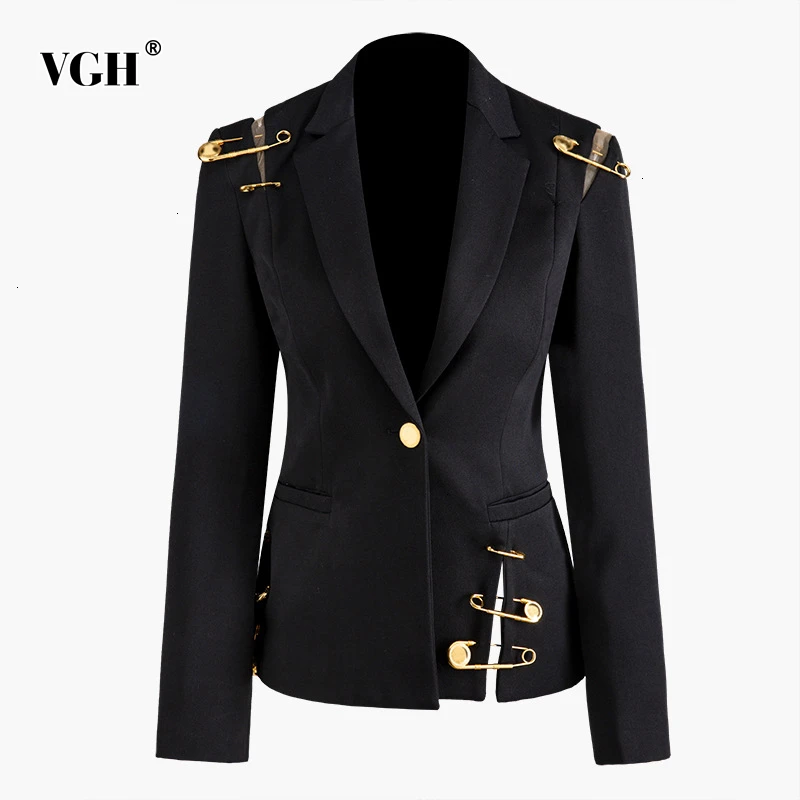 Женский блейзер в стиле пэчворк VGH с вырезами длинным рукавом тонкий