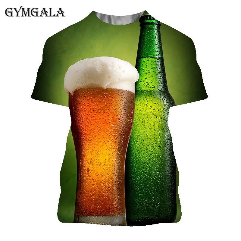

2021 Summer Men's T-Shirt Creativity Beer Beverage 3d Printing Short Sleeve Shirts Unisex Tops Couple Plus Size Street Tees New