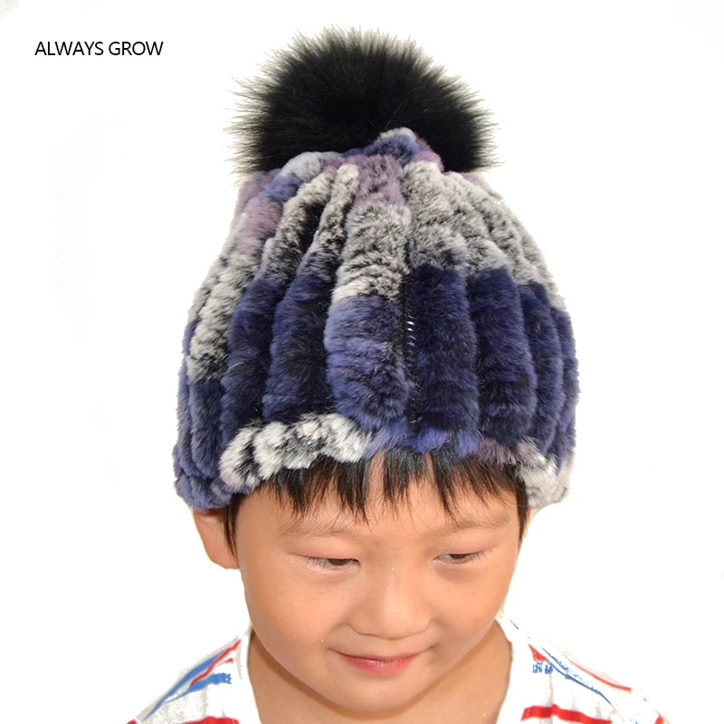 Детская мягкая и удобная зимняя теплая шапка из кроличьего меха|Шапки для