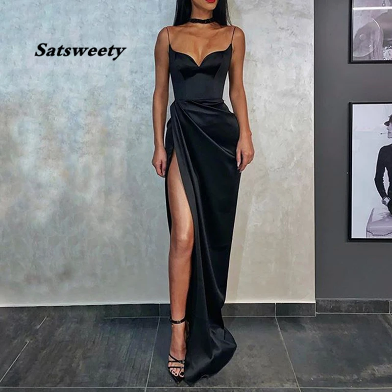 

Spaghetti Straps Mermaid Evening Dress Long 2021 Robe De Soiree Side Split Dresses Woman Party Night Sukienka Dluga Wieczorowa