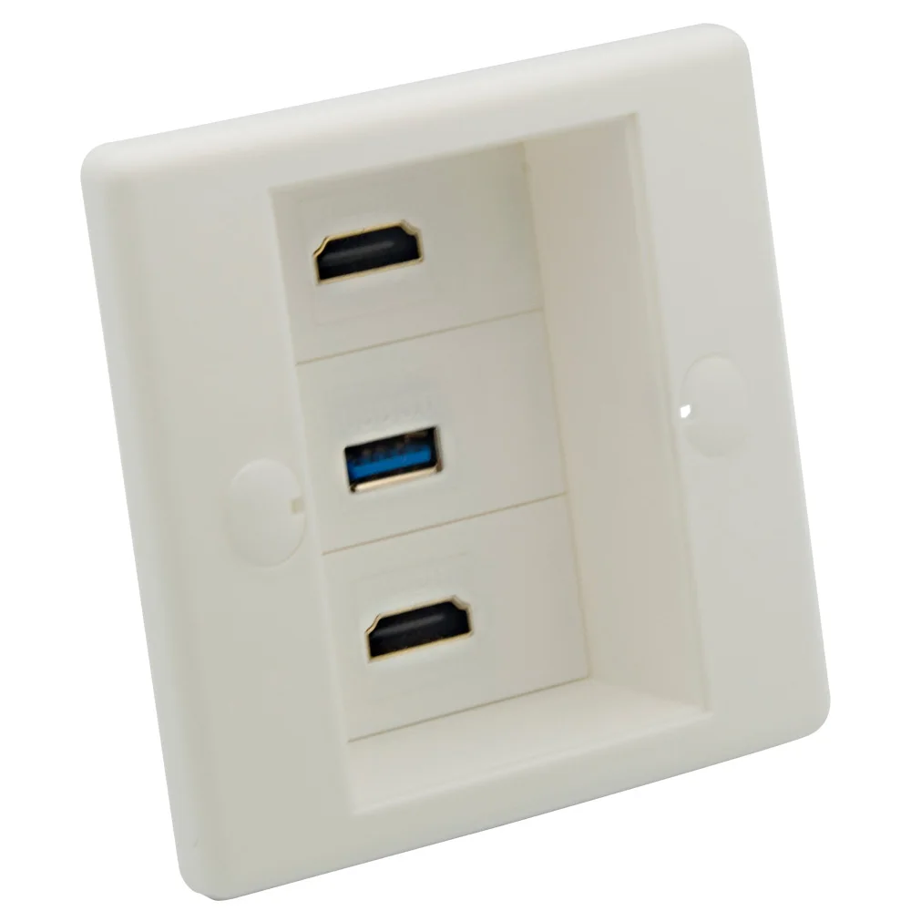 

EU86 стиль 1 порт USB 3,0 2 порта s HDMI гнездо-гнездо настенная пластина с 25 мм Глубокий шаг
