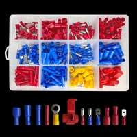 100255300pcs crimp spade terminal assorted electrical wire cable connector kit crimp spade insulated ring fork spade butt set