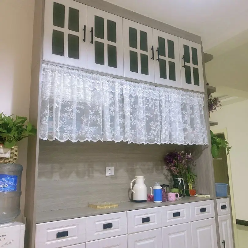 1 шт. карманная белая кружевная Короткая занавеска для кухни кафе двухслойная