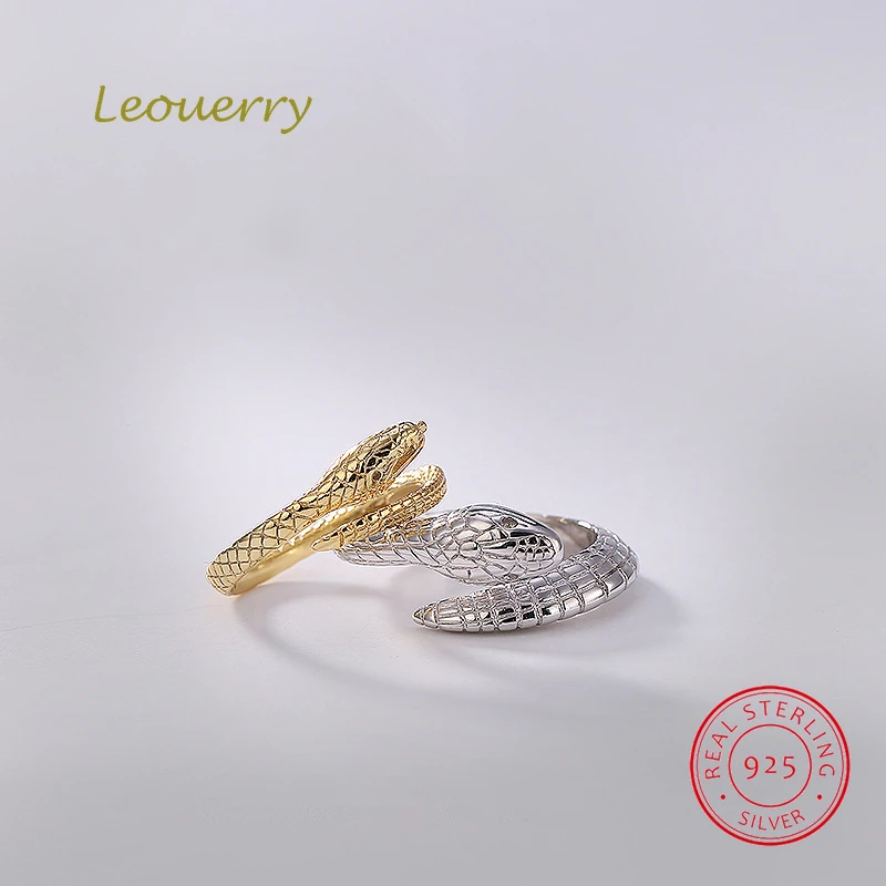 Leouerry винтажное Открытое кольцо из стерлингового серебра 925 пробы в виде змеи