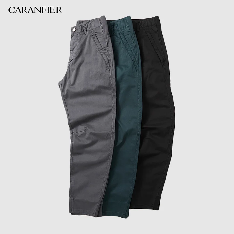 CARANFIER/2019 Брендовые повседневные брюки мужские новые осенние облегающие модные
